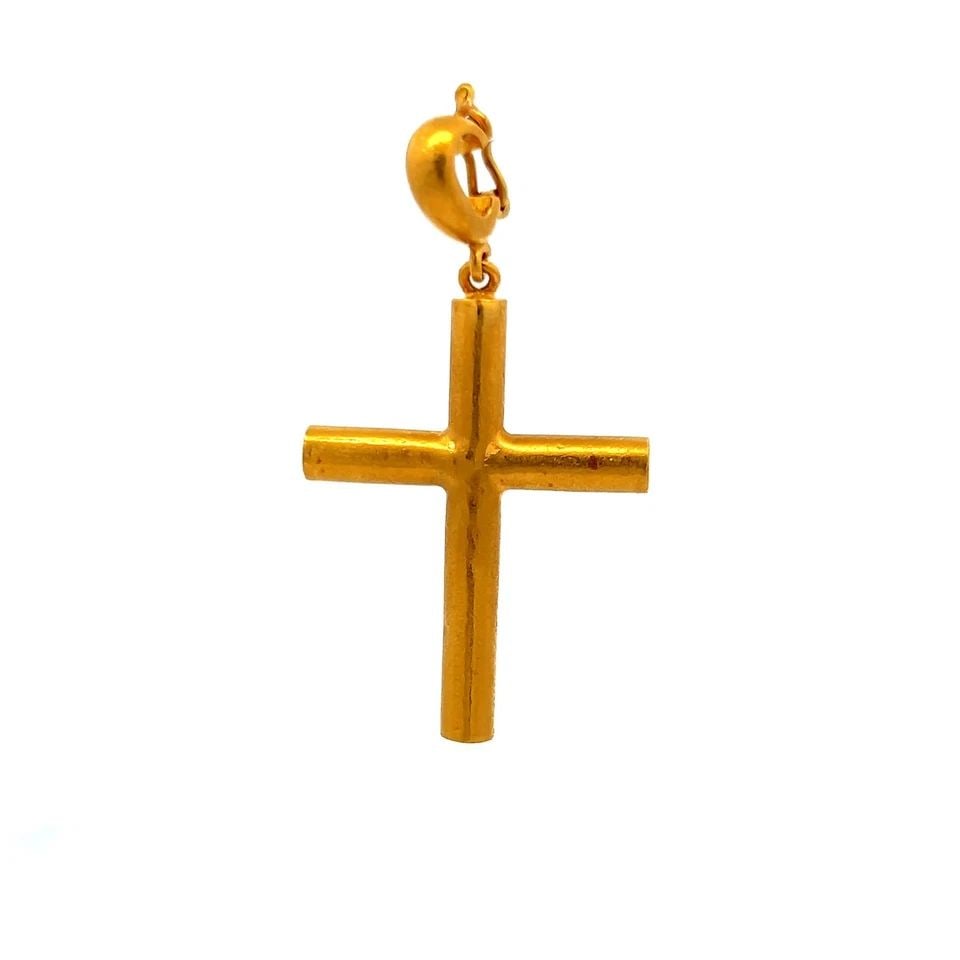 YOSSI VINTAGE 8.60 GRAMS 24 KARAT YELLOW GOLD CROSS PENDANT - 2