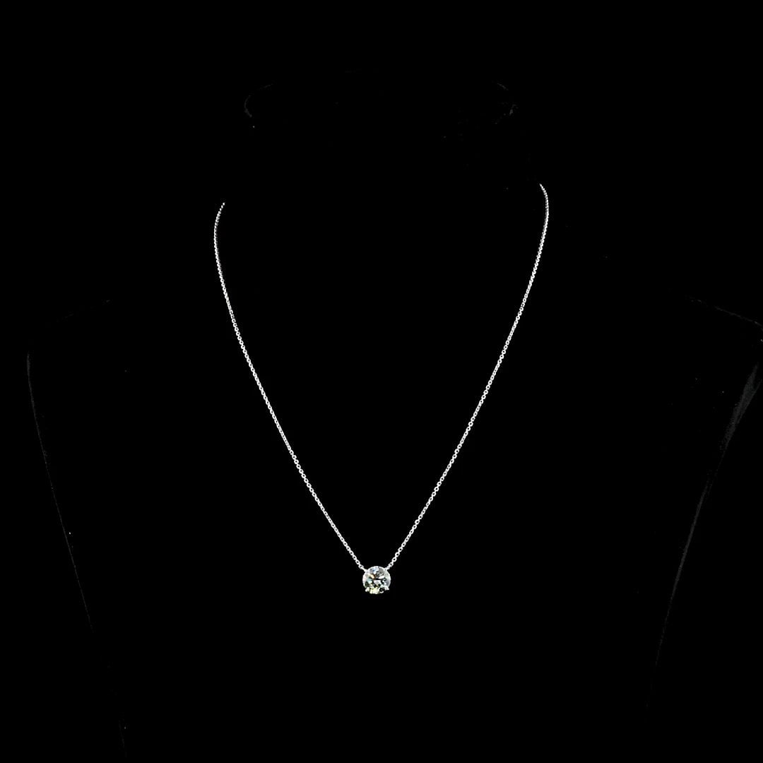 LAB-GROWN 1.58 CARAT ROUND G-VVS2 DIAMOND WG SOLITAIRE PENDANT: LAB-GROWN 1.58 CARAT ROUND G-VVS2 DIAMOND WG SOLITAIRE PENDANT LAB-GROWN 1.58 CARAT ROUND G-VVS2 DIAMOND WG SOLITAIRE PENDANT Lab-Grown 1.58 Carat Round G-VVS2 Diamond 14K White Gold Solitaire Pendant