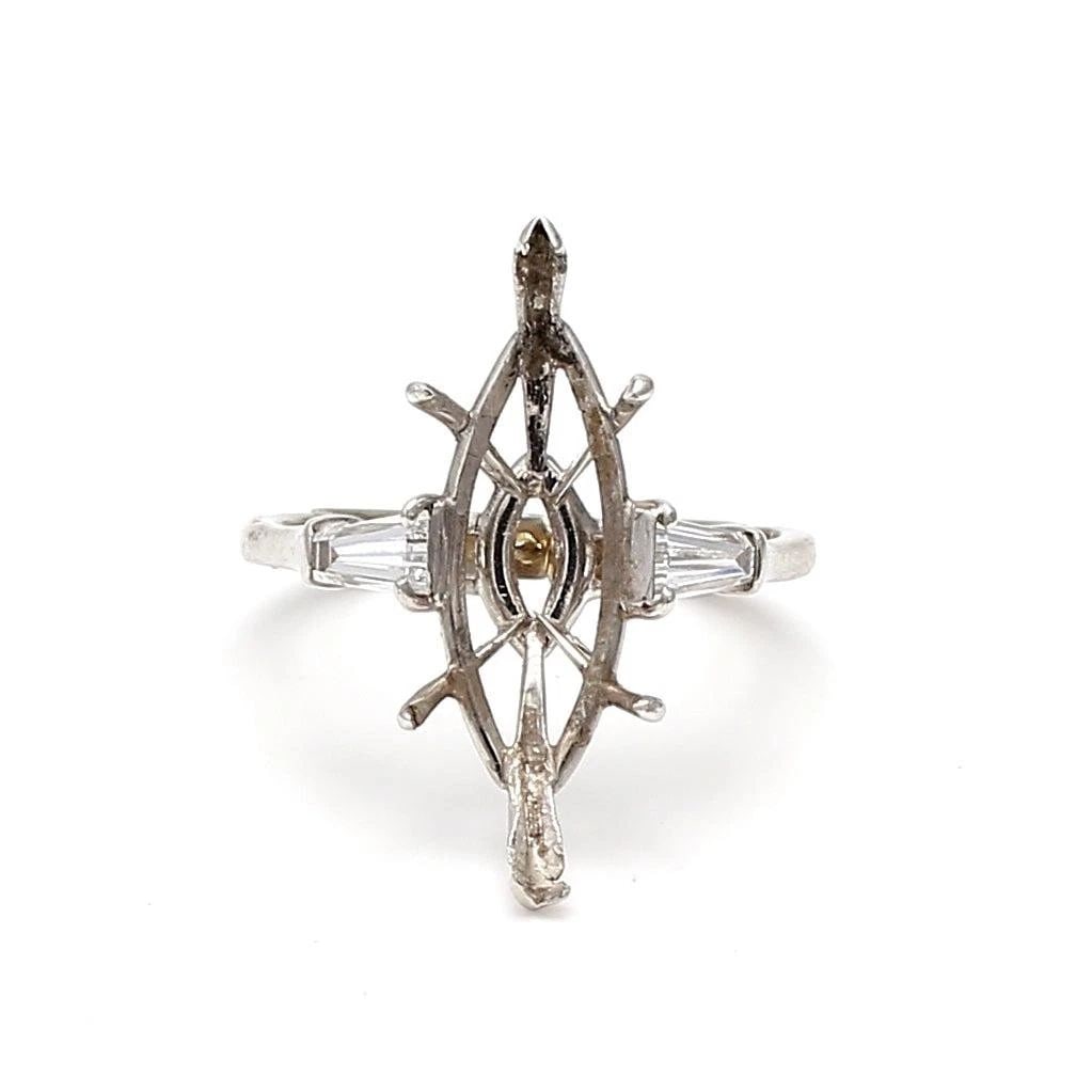 0.30 CARAT TAPERED BAGUETTE SHAPE I SI1 DIAMOND PLATINUM SEMI MOUNT RING: 0.30 CARAT TAPERED BAGUETTE SHAPE I SI1 DIAMOND PLATINUM SEMI MOUNT RING 0.30 Carat Tapered Baguette Shape I SI1 Diamond Platinum Semi Mount Ring 950 Semi-Mount Engagement Ring Details Department Unis