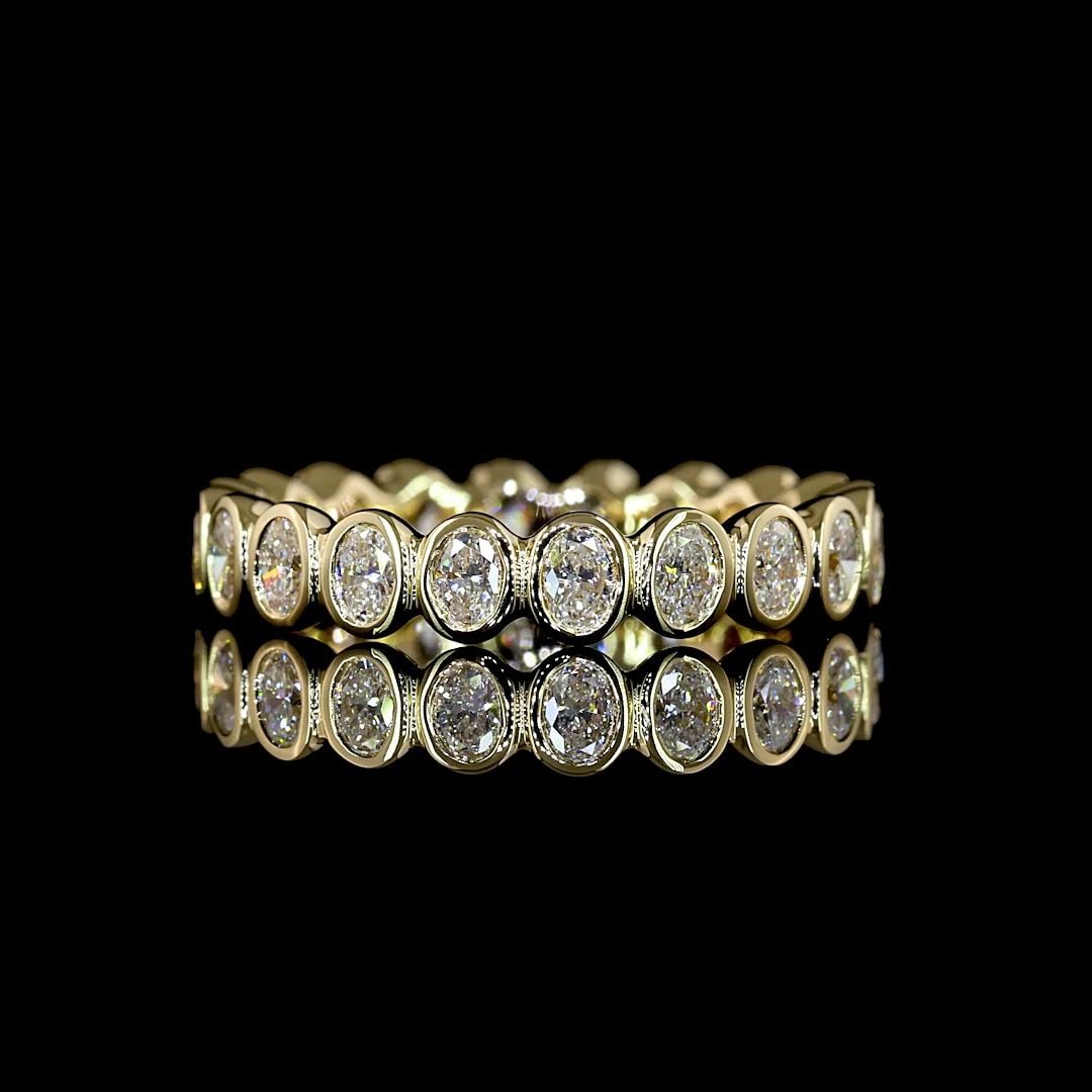 LAB-GROWN 0.95 CARAT OVAL E-VS DIAMOND 14K YELLOW GOLD ETERNITY BAND ETERNITY BA: LAB-GROWN 0.95 CARAT OVAL E-VS DIAMOND 14K YELLOW GOLD ETERNITY BAND ETERNITY BA Title: High-quality Brand-New Echo Friendly Elegant Lab-Grown 0.95 Carat Oval E-VS Diamond 14K Yellow Gold Eternity Ban