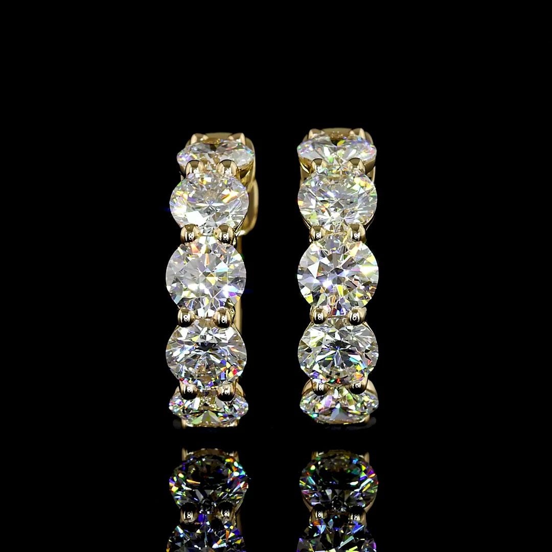 LAB-GROWN 2.01 CARAT ROUND E-VS DIAMOND 14K YELLOW GOLD HUGGIES EARRINGS (1 of 2)