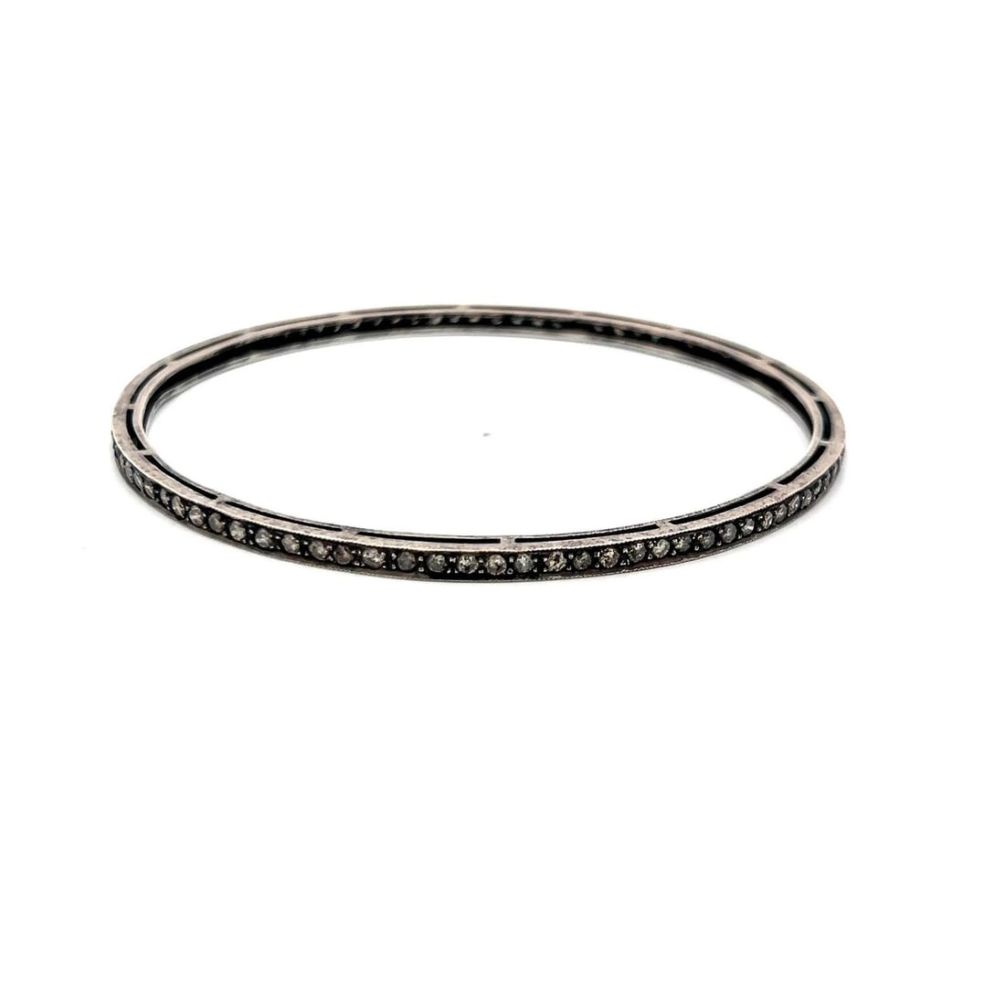 1.92 CARAT ROUND BRILLIANT W SI DIAMOND SILVER BANGLE BRACELET (1 of 2)
