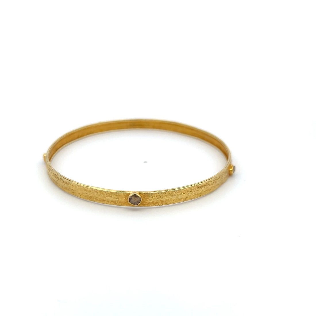 0.25 CARAT ROSE CUT J SI1 DIAMOND 18K YELLOW GOLD BANGLE BRACELET (1 of 2)