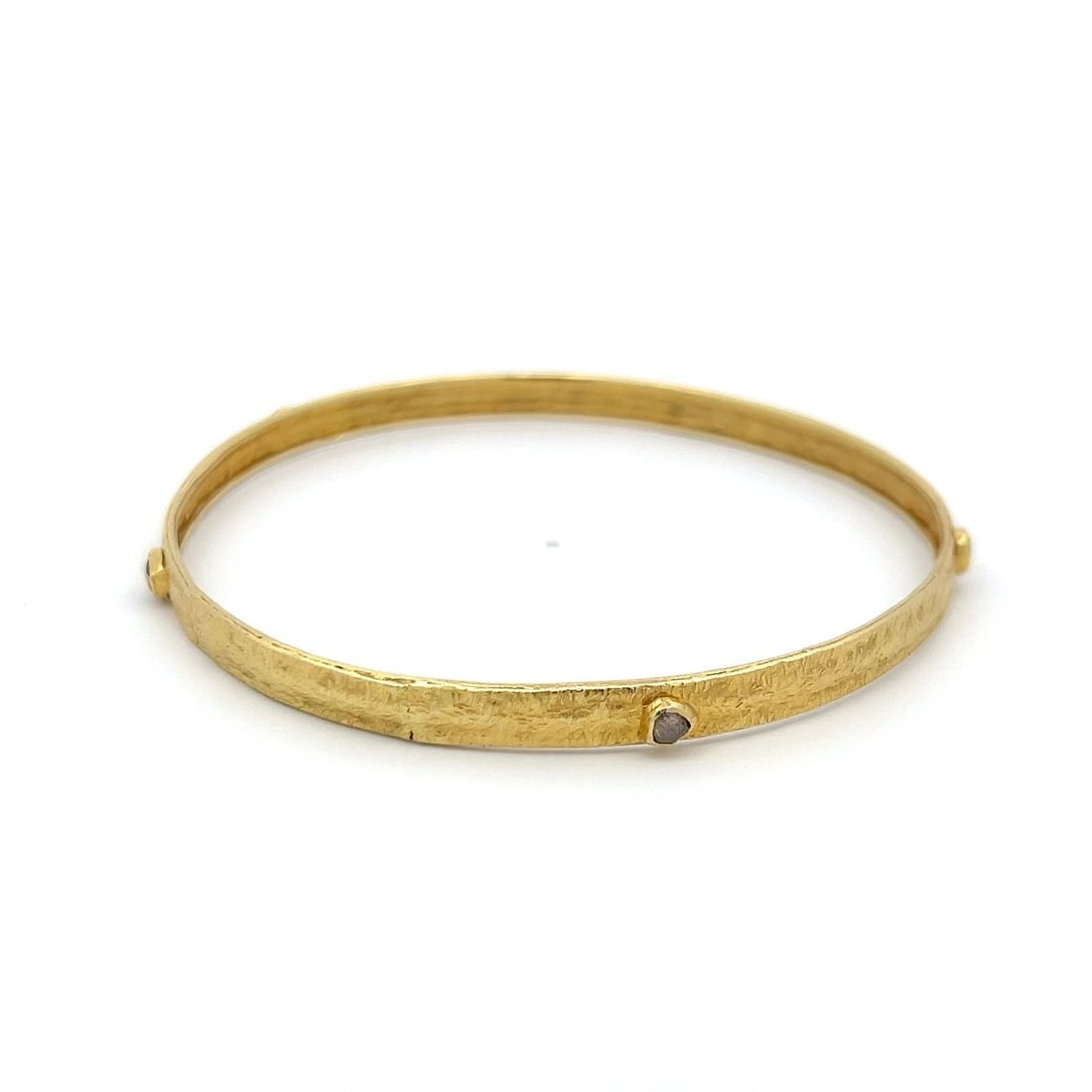 0.25 CARAT ROSE CUT J SI1 DIAMOND 18K YELLOW GOLD BANGLE BRACELET (1 of 2)