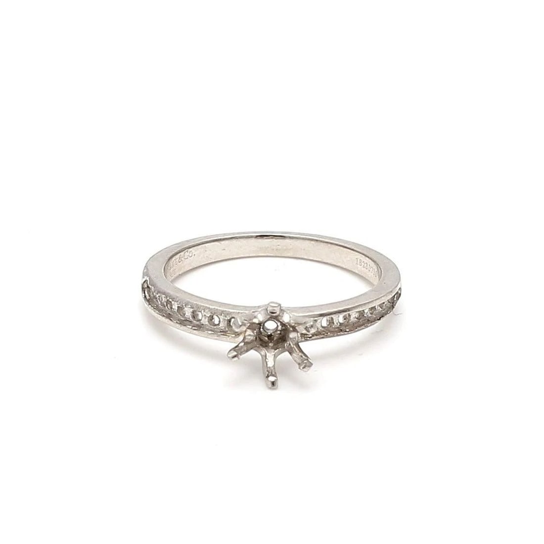TIFFANY & CO VINTAGE 3.70 GRAMS SIZE 6 PLATINUM SEMI MOUNT RING: TIFFANY & CO. VINTAGE 3.70 GRAMS SIZE 6 PLATINUM SEMI MOUNT RING Tiffany & Co. Tiffany & Co. Vintage 3.70 Grams Size 6 Platinum Semi Mount Ring Details Department Unisex Adults Main Stone No Stone Met