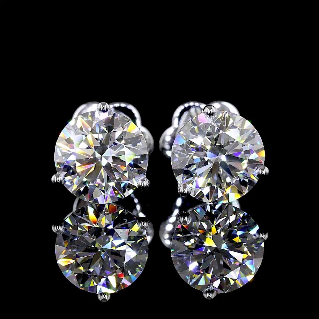 LAB-GROWN 2.56 CARAT ROUND - DIAMOND 14K WHITE GOLD MARTINI EARRINGS (1 of 2)