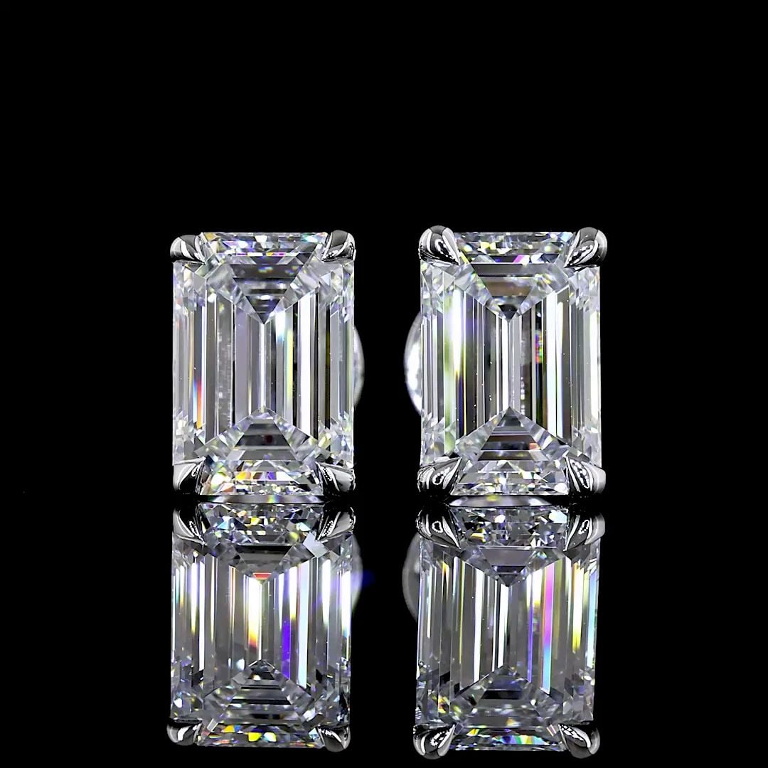LAB-GROWN 2.09 CARAT EMERALD D-VVS1 DIAMOND 14K WHITE GOLD STUDS EARRINGS: LAB-GROWN 2.09 CARAT EMERALD D-VVS1 DIAMOND 14K WHITE GOLD STUDS EARRINGS Title: High-quality Brand-New Echo Friendly Elegant Lab-Grown 2.09 Carat Emerald D-VVS1 Diamond 14K White Gold Studs Earrings
