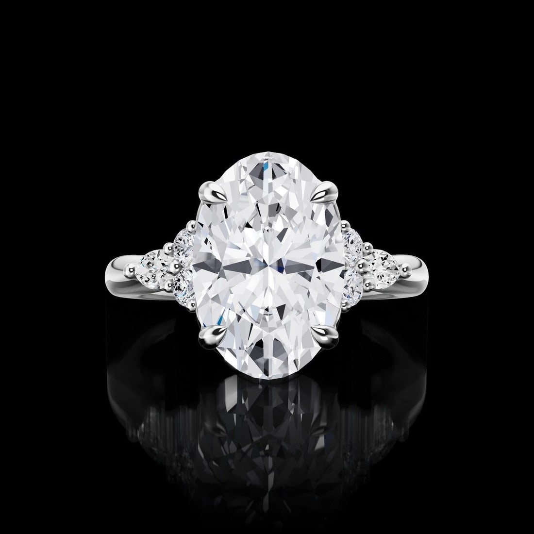 LAB-GROWN 2.87 CARAT OVAL E-VS1 DIAMOND 14K WHITE GOLD SPECIAL RING (1 of 2)