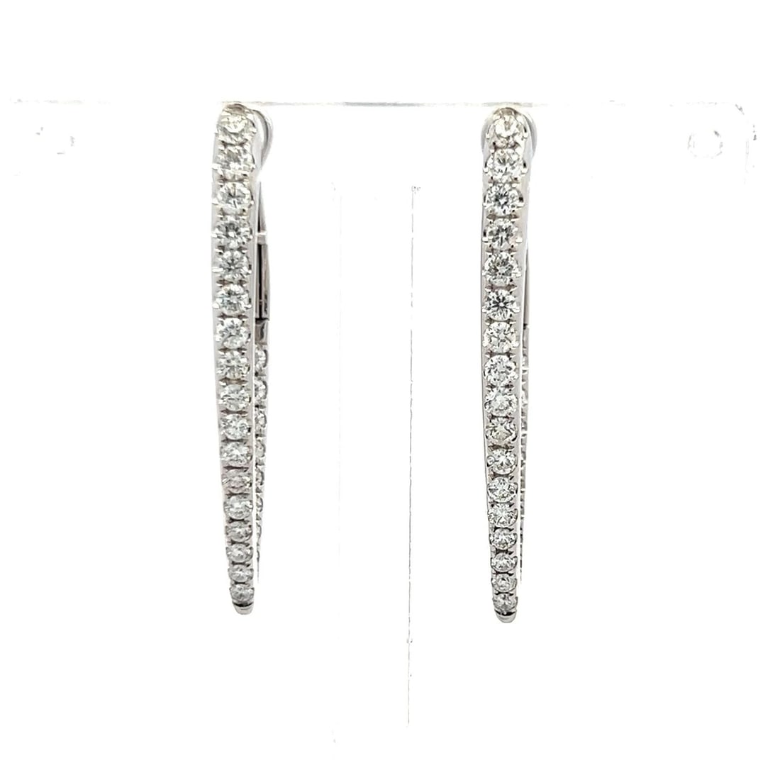 1.14 CARAT ROUND BRILLIANT G VS2 DIAMOND 14K WHITE GOLD HOOP EARRINGS (1 of 2)