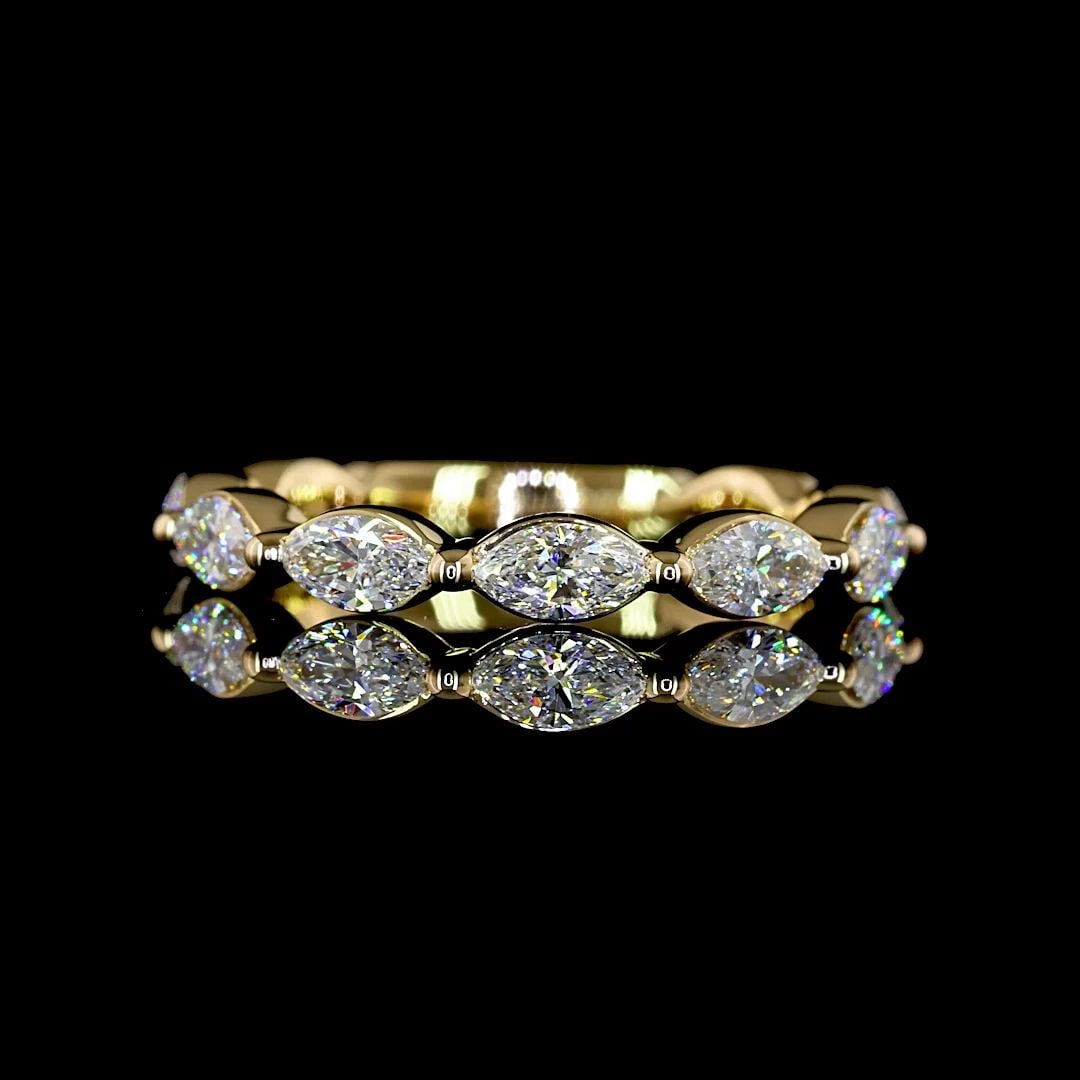 LAB-GROWN 0.77 CARAT MARQUISE E-VS DIAMOND 18K YELLOW GOLD HALF ETERNITY ETERNIT (1 of 2)