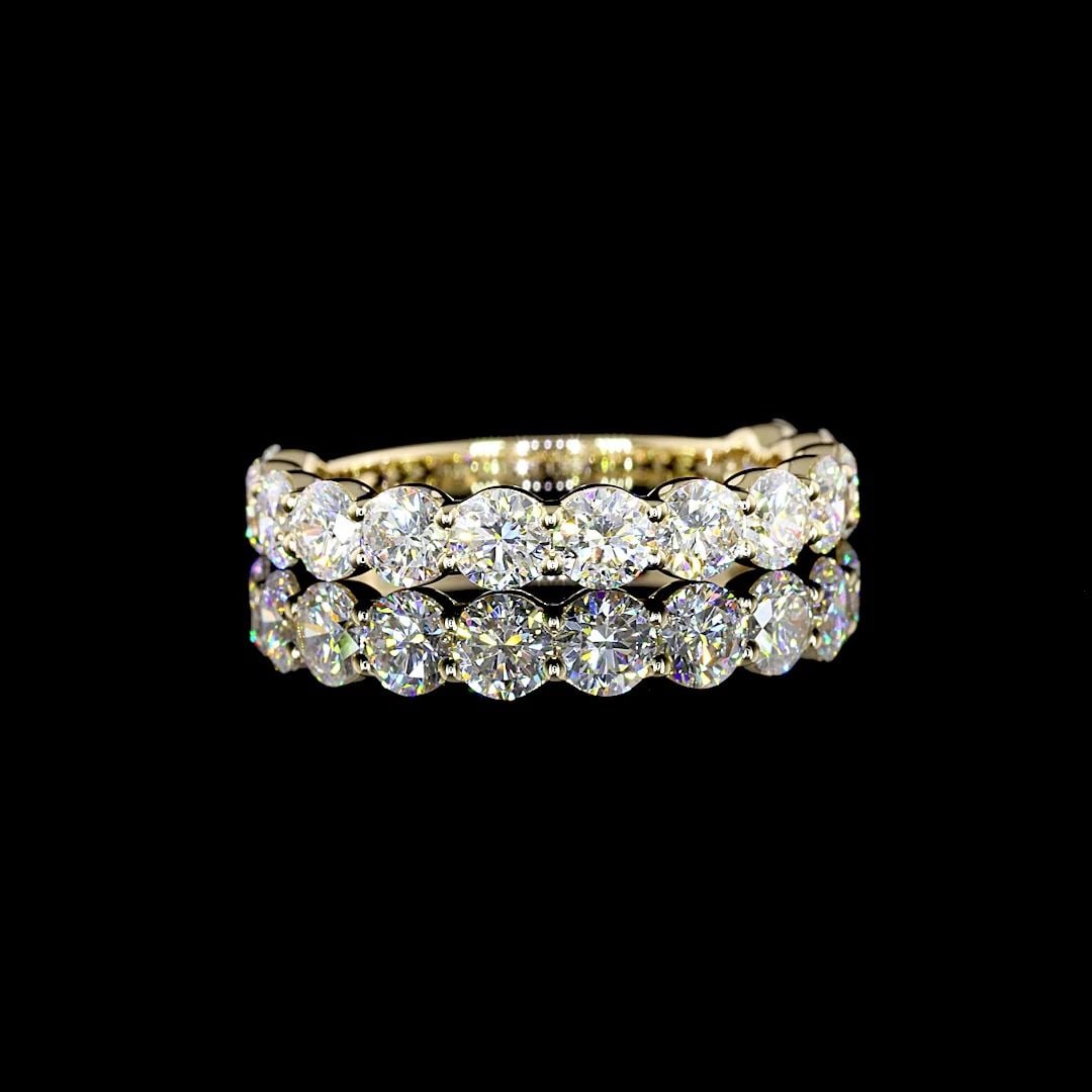 LAB-GROWN 1.95 CARAT ROUND E-VS DIAMOND 14K YELLOW GOLD 3/4 BAND ETERNITY BAND (1 of 2)