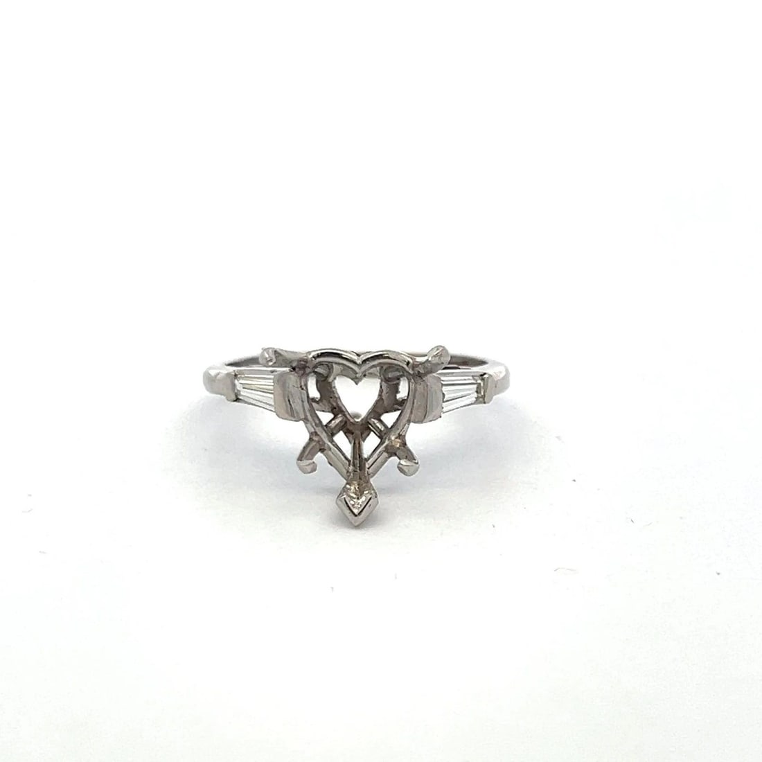 PLATINUM SEMI-MOUNT RING W/ 0.44CT F SI2 TAPERED BAGUETTE DIAMOND ACCENTS (1 of 2)