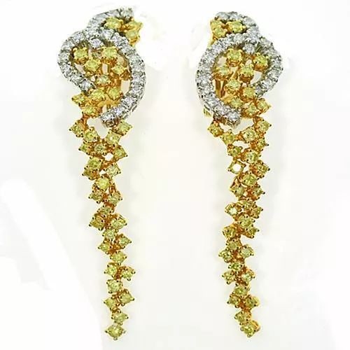 18KT GOLD GORGEOUS 4.50CT FANCY YELLOW DIAMOND EARRINGS (1 of 1)