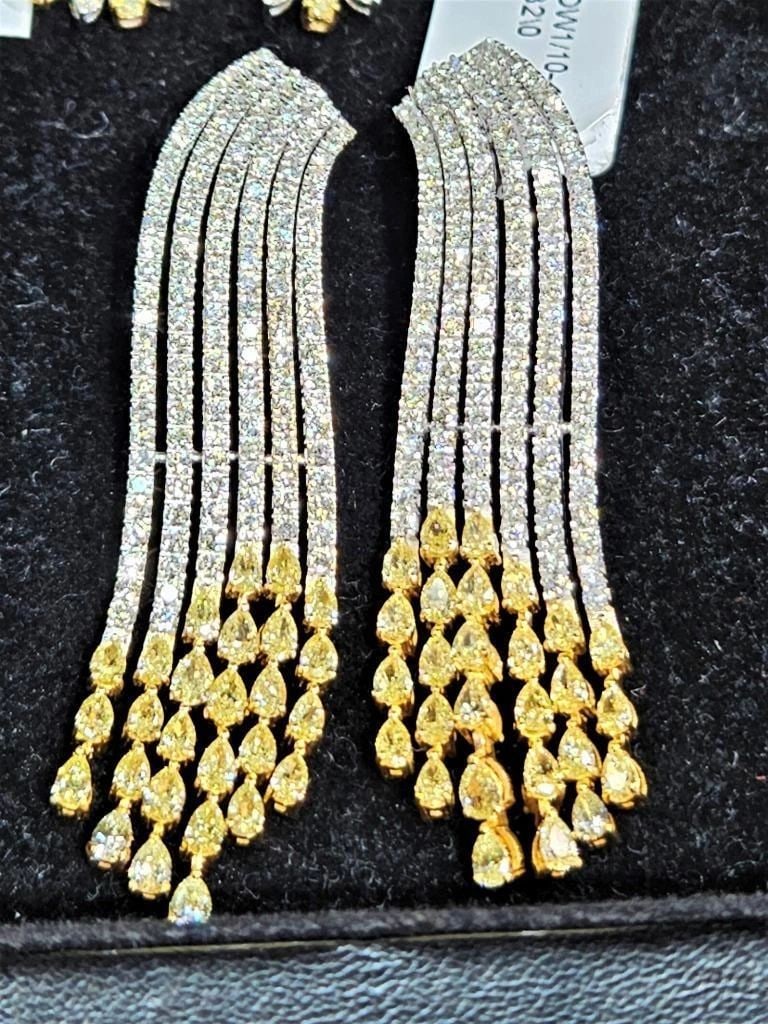 18KT GOLD LRG FANCY YELLOW DIAMOND EARRINGS (1 of 2)