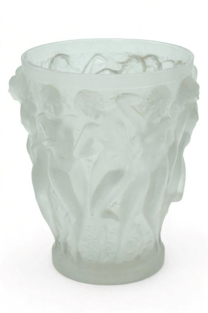 ORIGINAL RENE LALIQUE CIRCA 1927 FAINT GRAY NUDE BACCHANTES VASE (1 of 2)