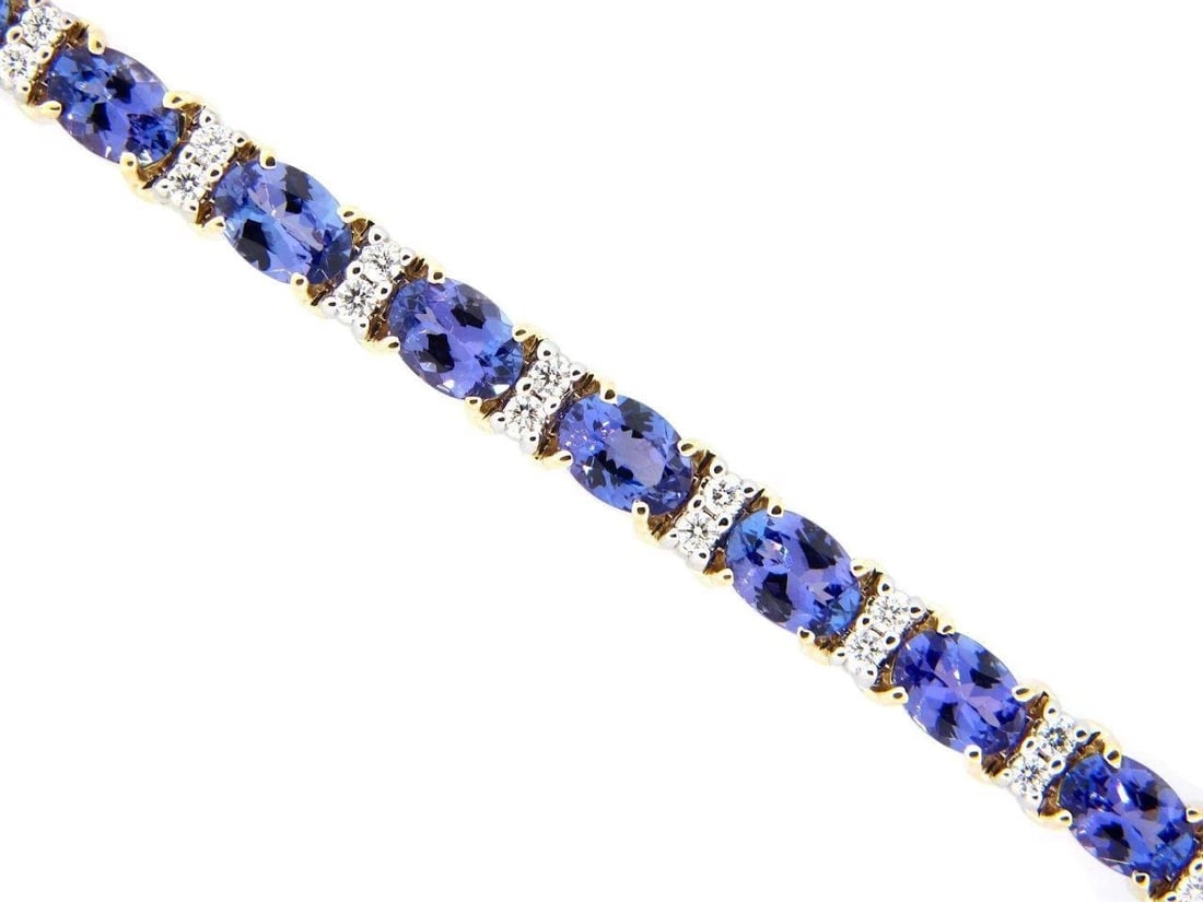 IMPORTANT LARGE 14.5CT TANZANITE DIAMOND TENNIS BRACELET! (1 of 2)