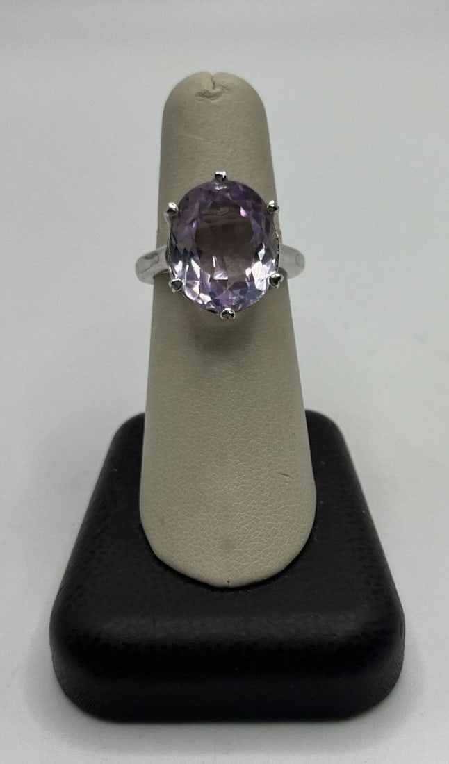 14KT WHITE GOLD, KUNZITE, & DIAMONDS RING SIZE 7 (1 of 2)