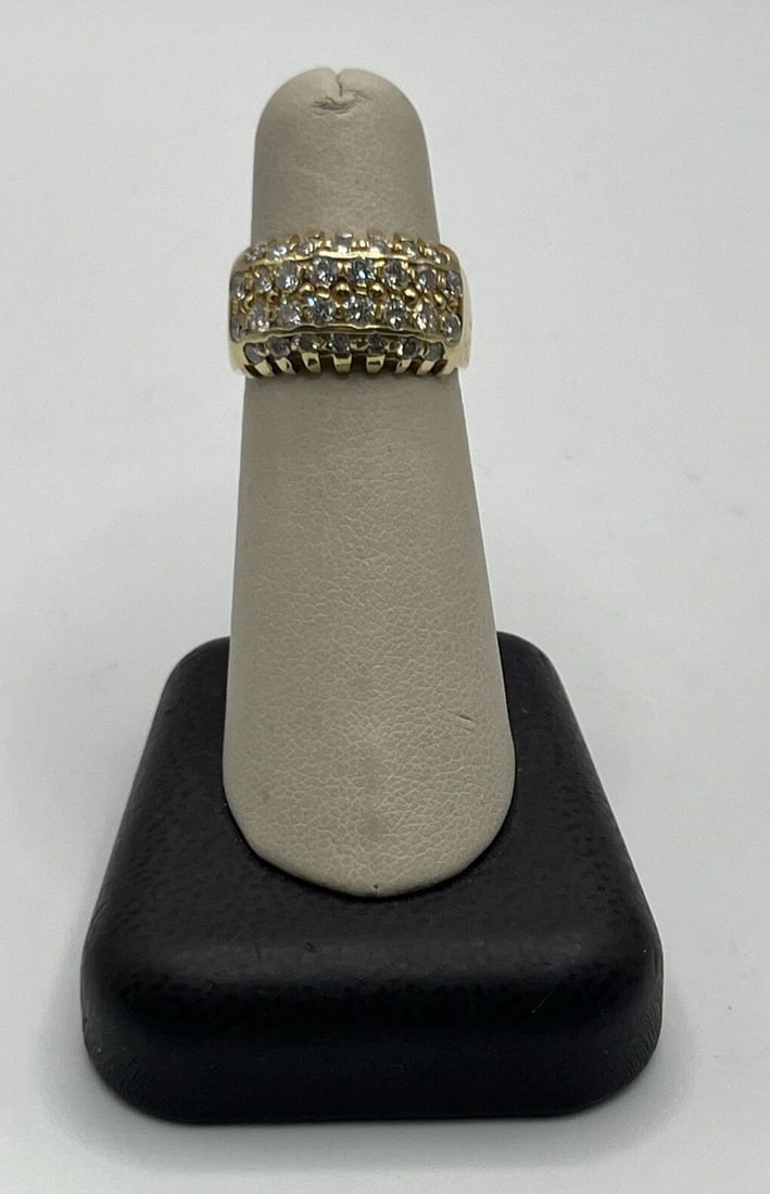 14KT YELLOW GOLD & DIAMOND THICK RING SIZE 6 (1 of 2)