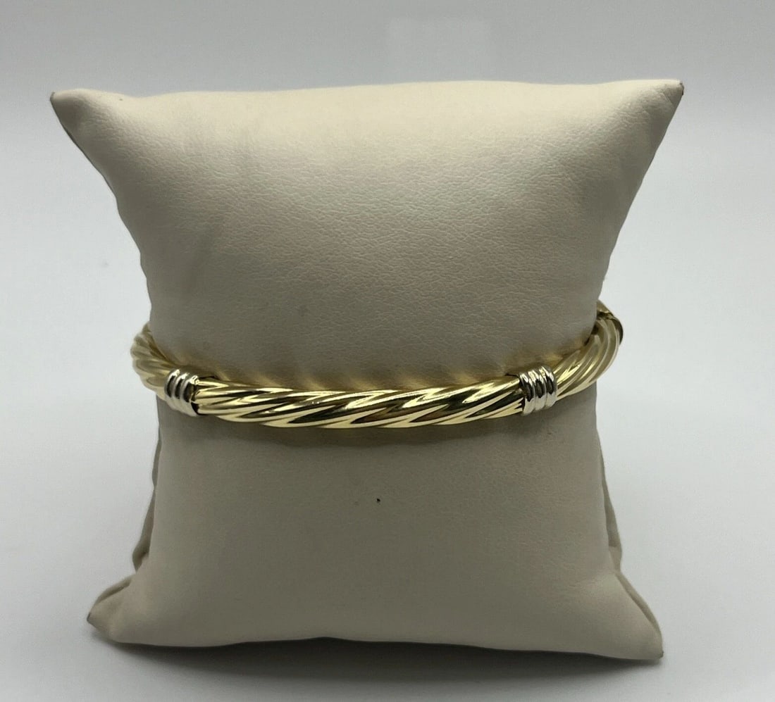 18K YELLOW GOLD CABLE BANGLE BRACELET 16.6 GRAMS (1 of 2)