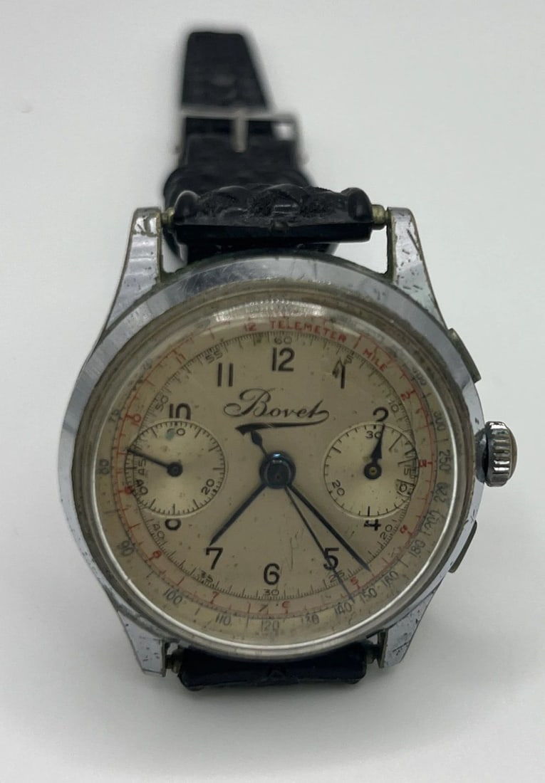 VINTAGE BOVET PRIMA 3 PUSHER CHRONOGRAPH 1940 WRIST WATCH (1 of 2)