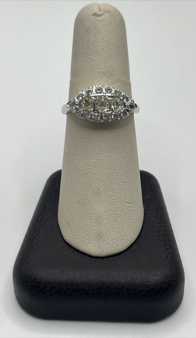 14K WHITE GOLD, YELLOW DIAMOND & CZ RING SIZE 7.5 (1 of 2)