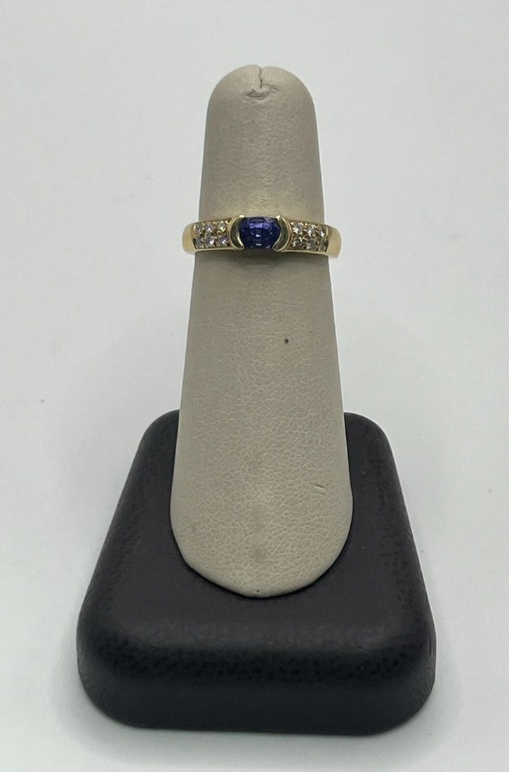 14KT YELLOW GOLD, DIAMOND, TANZANITE RING SIZE 6.25 (1 of 2)