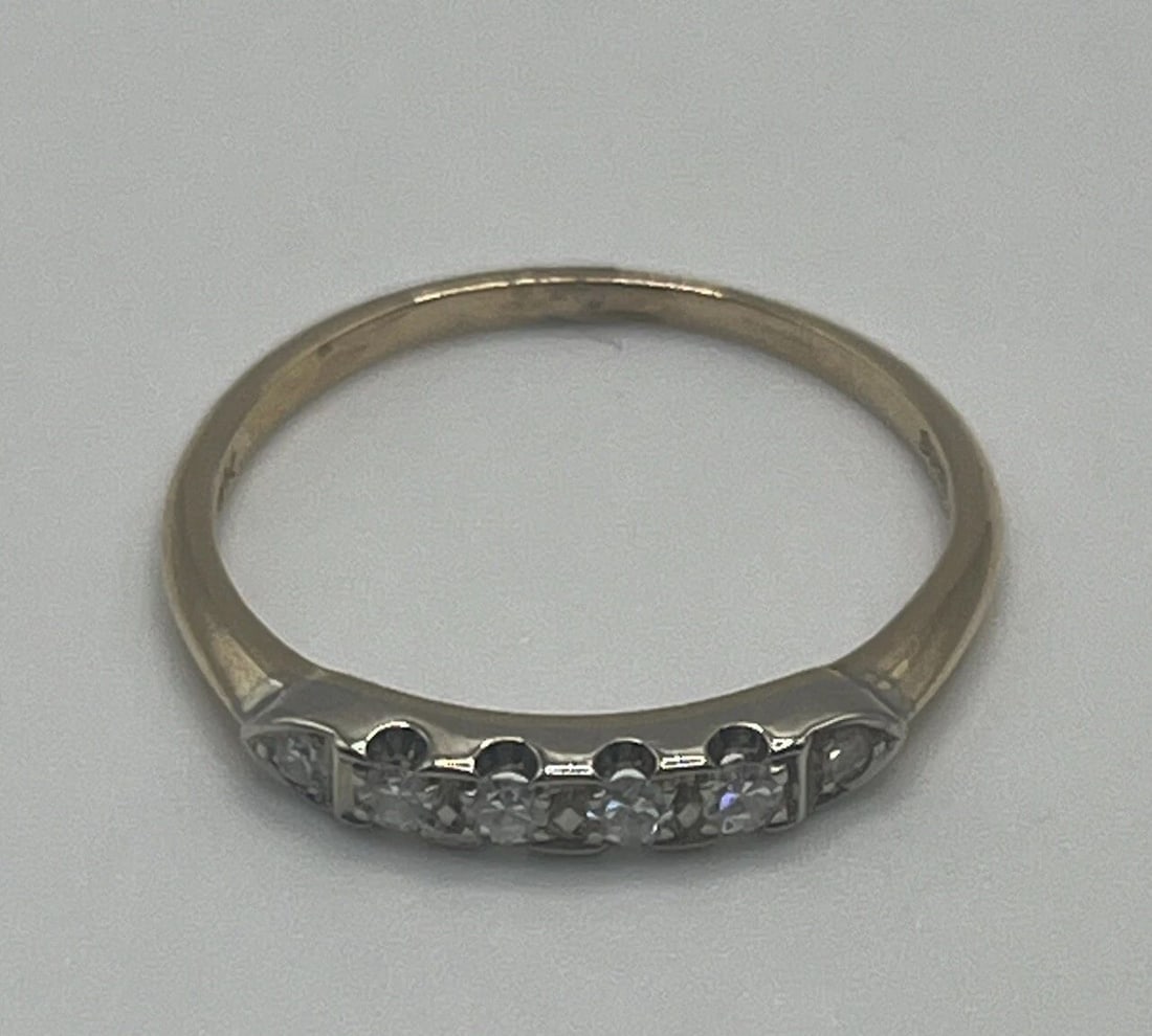 ART DECO GRANAT BROS 1930-40 ANTIQUE 14 & 18K YG & DIAMOND WEDDING RING SIZE 8 (1 of 2)