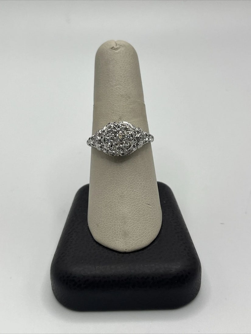 14K WHITE GOLD ANTIQUE DIAMOND RING SIZE 8.75 (1 of 2)