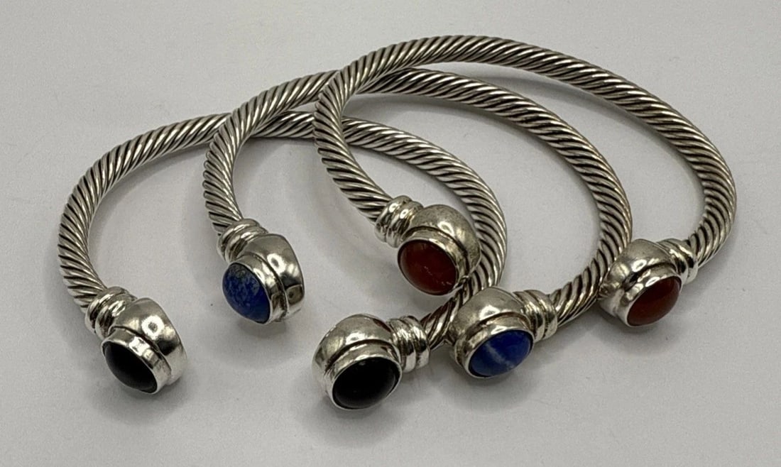 STERLING SILVER TWISTED BANGLE BRACELET SET (1 of 2)