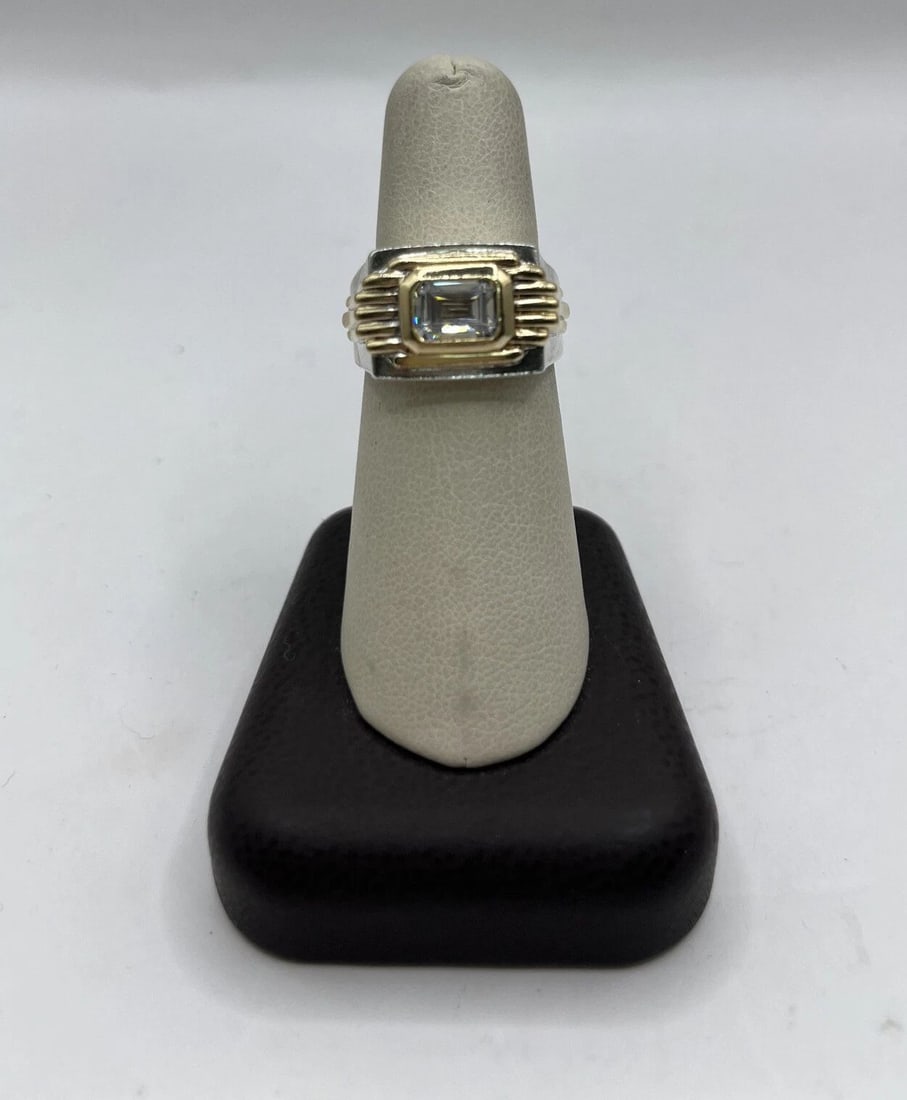 1987S FRANKLIN MINT BY ALFRED DURANTE ART DECO STERLING & 14K GOLD CUFF RING (1 of 2)