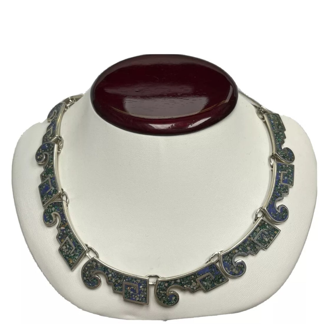 STERLING SILVER TURQUOISE INLAY 14 NECKLACE (1 of 2)