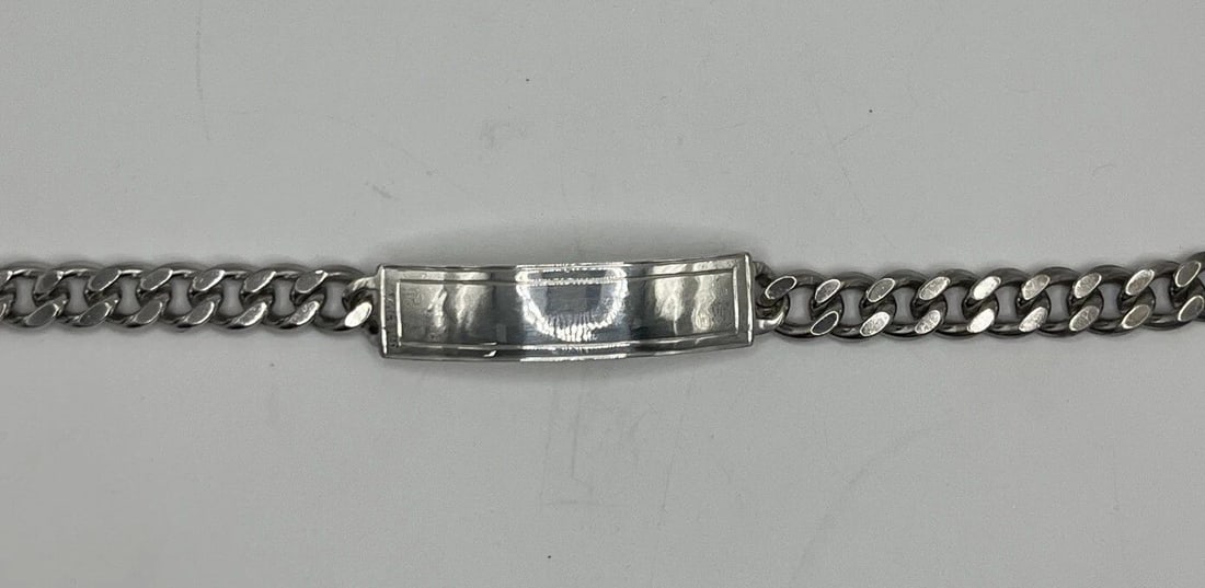 STERLING SILVER ENGRAVABLE CUBAN LINK BRACELET 8.5" (1 of 2)