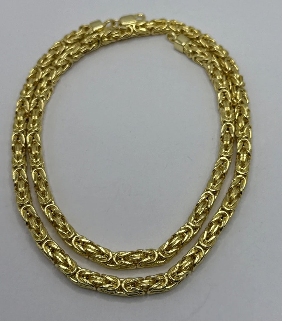 STERLING SILVER GOLD COLOR NECKLACE 22" BYZANTINE LINK 24.0 G (1 of 2)