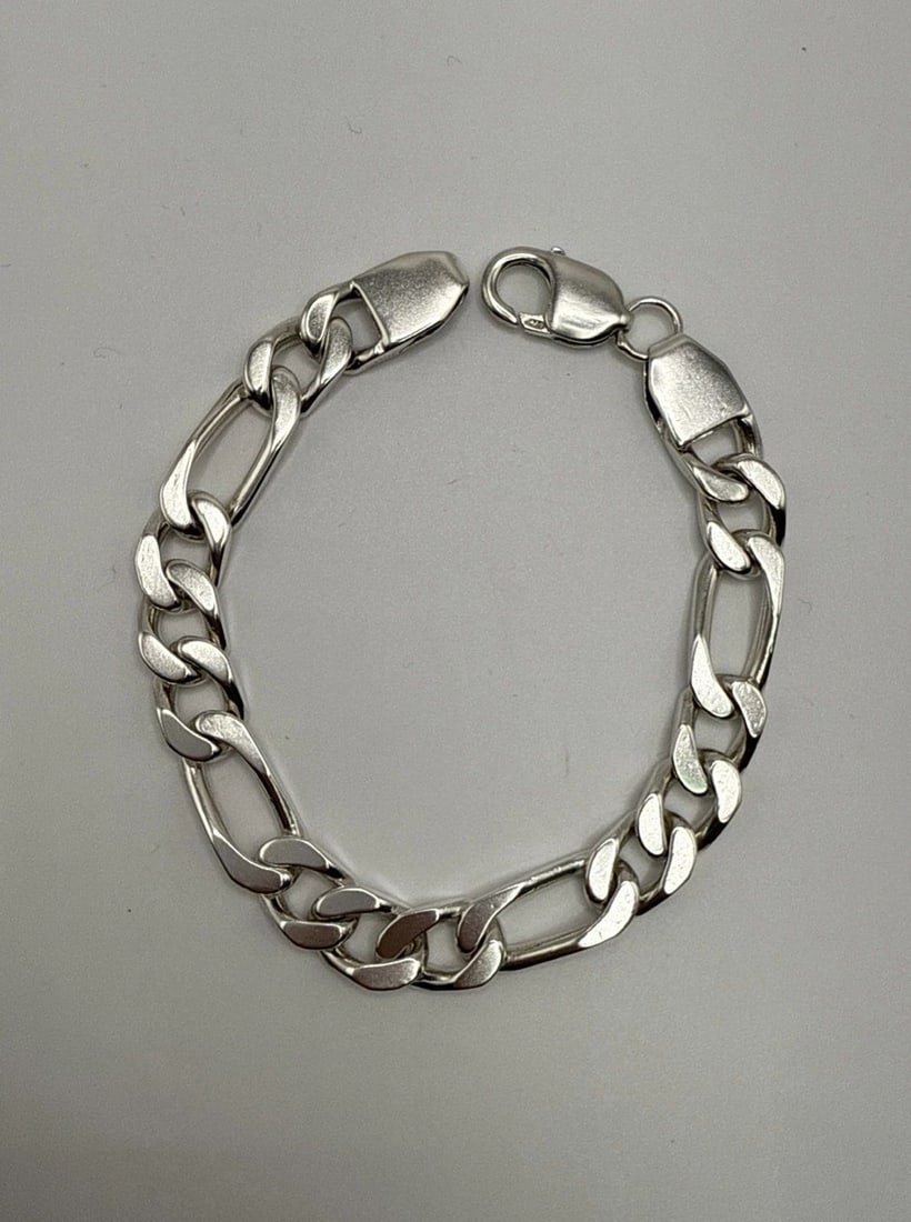 STERLING SILVER FIGARO BRACELET 8" 36.9 GRAMS (1 of 2)