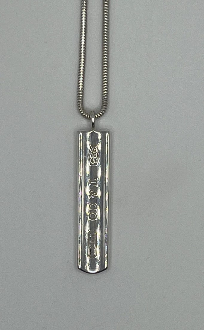 TIFFANY & CO. STERLING SILVER 1837 BAR SNAKE CHAIN PENDANT NECKLACE 18" (1 of 2)