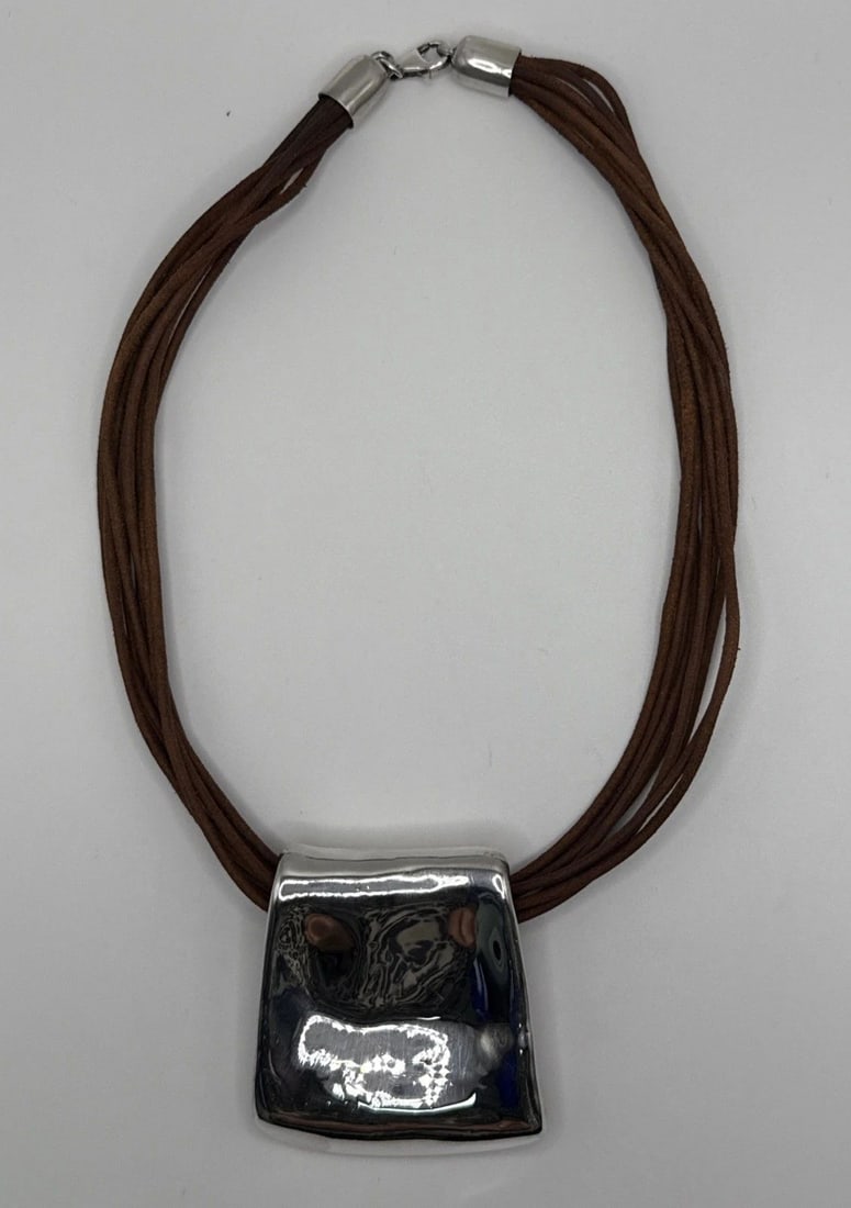 BAT-AMI MODERNIST ISRAEL ELECTROFORM 925 STERLING SILVER NECKLACE 16" (1 of 2)