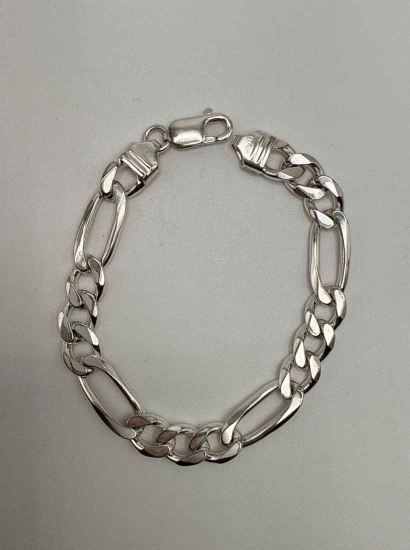 STERLING SILVER FIGARO LINK BRACELET 8" 24.8 GRAMS (1 of 2)