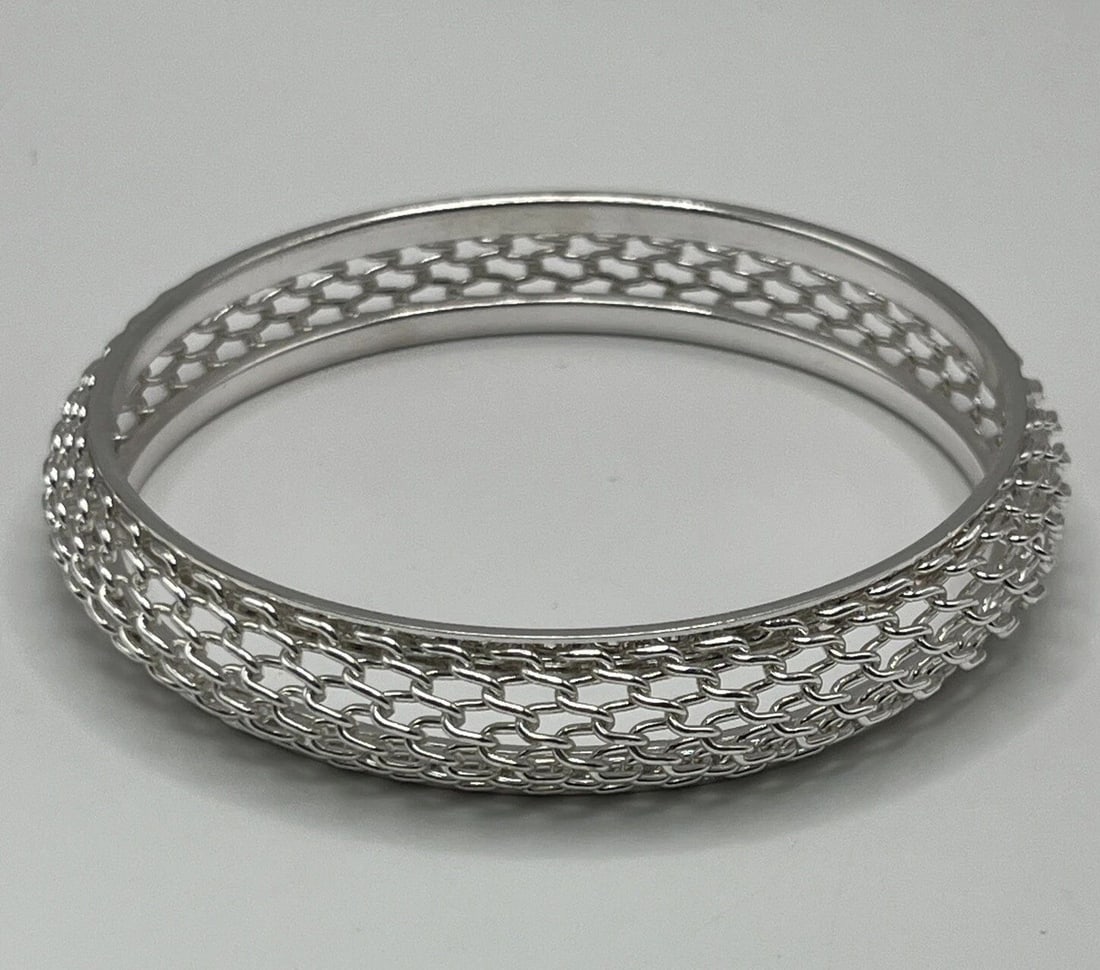 WOVEN SILVER BANGLE BRACELET (1 of 2)