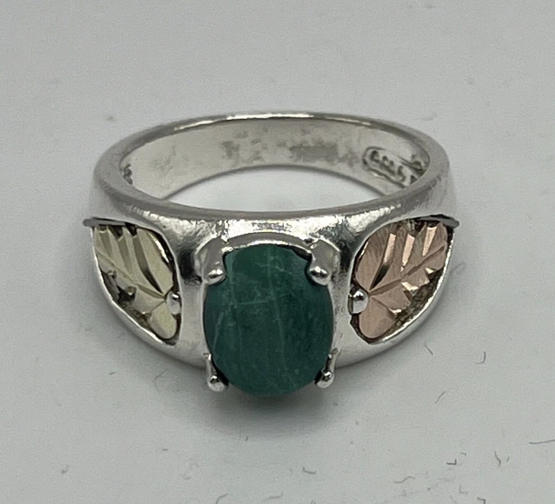 C CO. STERLING SILVER AND 12K TURQUOISE RING SIZE 7 (1 of 2)