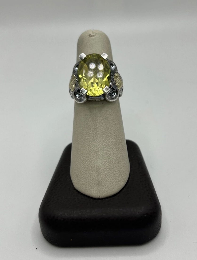 ANN KING 18K GOLD AND 925 SILVER CITRINE RING SIZE 7 (1 of 2)