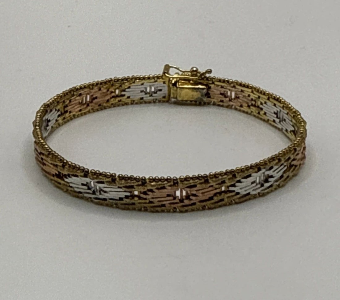 STERLING SILVER THREE TONE WOVEN 7.25" BRACELET 18.6 GRAMS (1 of 2)