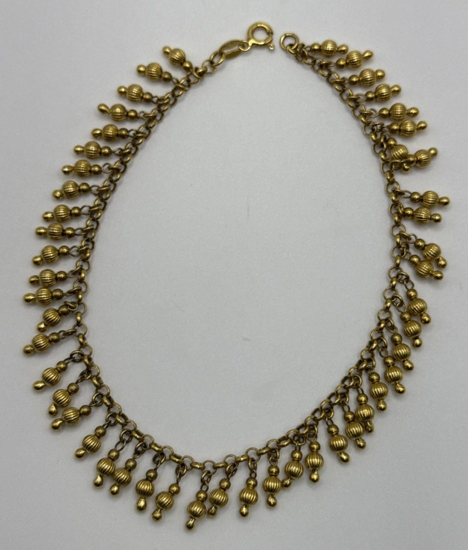 GOLD COLOR STERLING SILVER 925 MADE IN ITALY BRACELET/ ANKLET WITH DANGLES 10 (1 of 2)