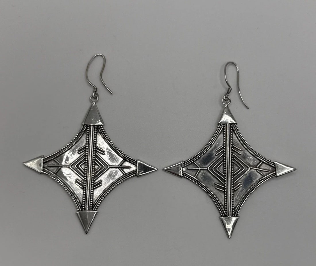 STERLING SILVER LARGE DANGLE EARRINGS 16.7 GRAMS (1 of 2)