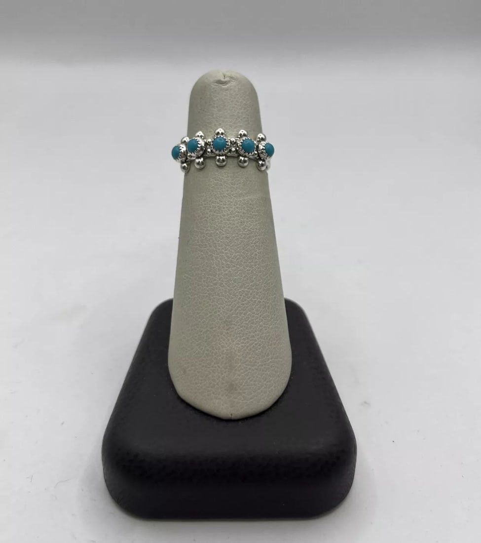 ANTIQUE NATIVE HALLMARKED ZUNI TURQUOISE RING SIZE 5.25 (1 of 2)