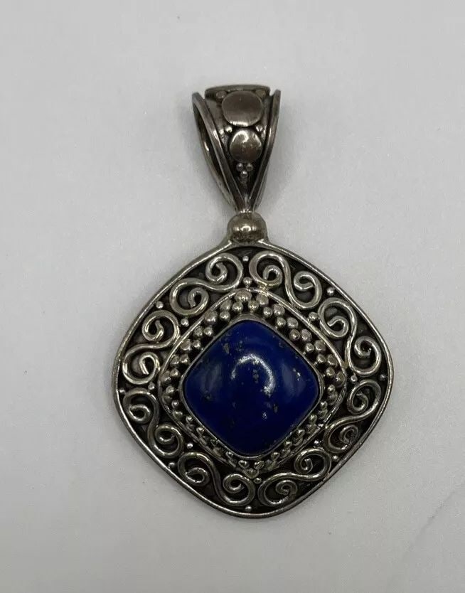 BA SUARTI DESIGNER SIGNED STERLING SILVER 925 BLUE LAPIS STATEMENT PENDANT (1 of 2)