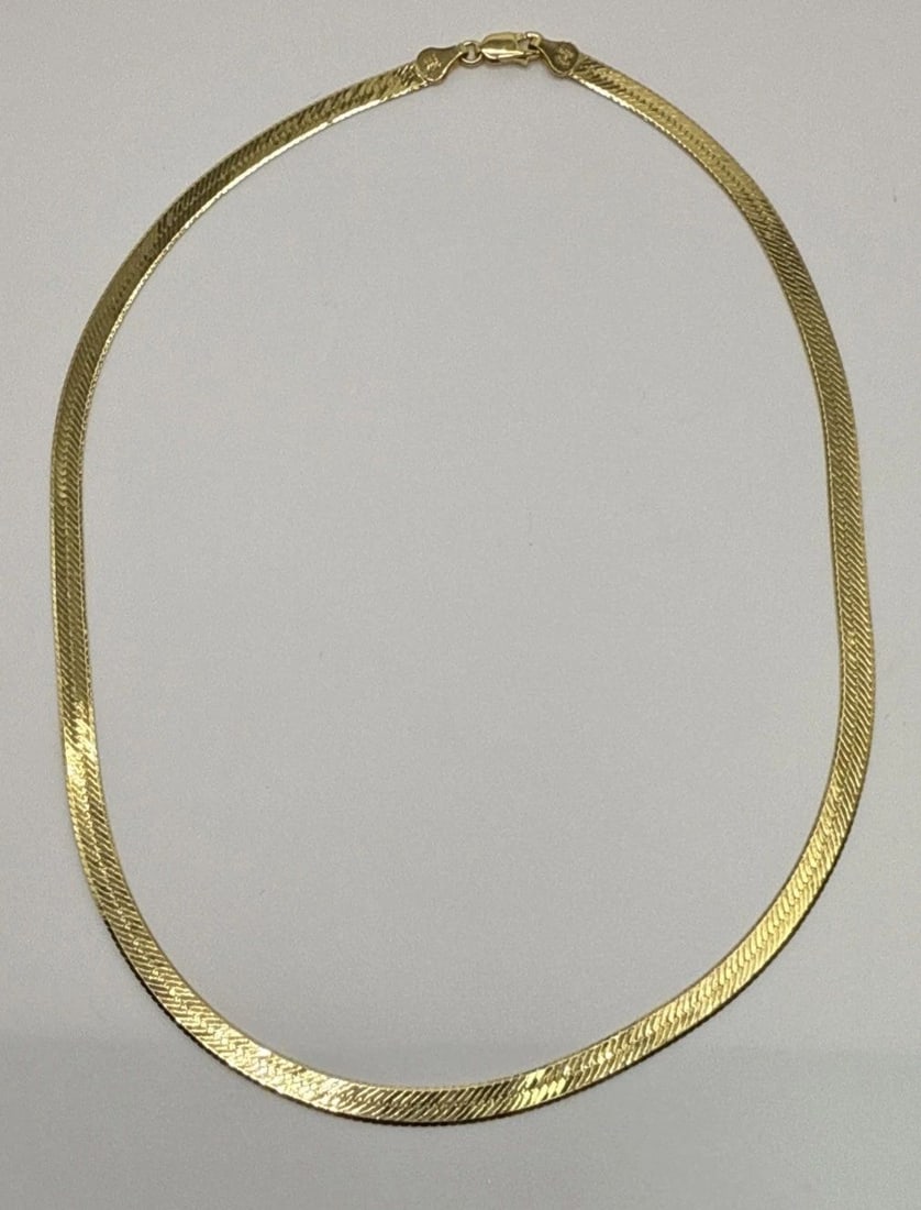 STERLING SILVER GOLD COLOR SNAKE LINK NECKLACE 11 GRAMS 18" LONG (1 of 2)