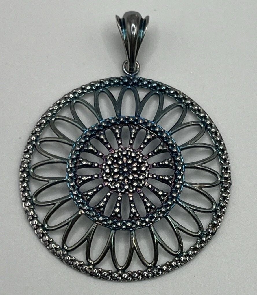 VINTAGE MILOR ITALY FLOWER LARGE PENDANT 925 STERLING SILVER (1 of 2)