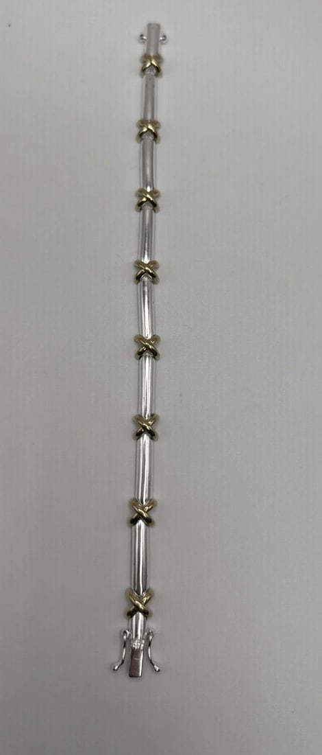 STERLING SILVER 925 X LINK BRACELET 7" (1 of 2)