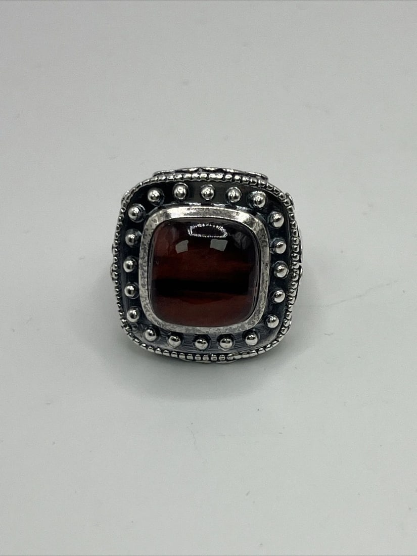 STERLING SILVER AND TIGER'S EYE COCKTAIL RING SIZE 7 (1 of 2)