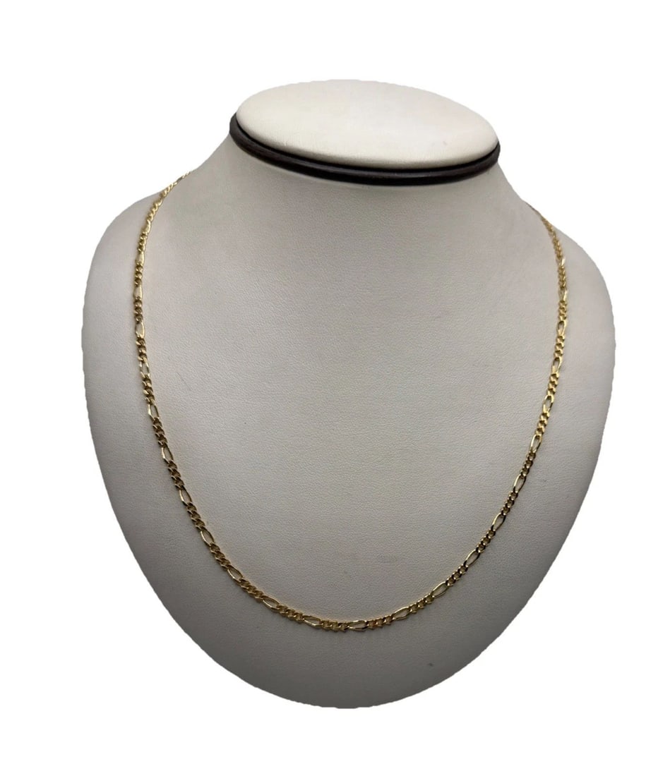 GOLD TONE STERLING SILVER 22" FIGARO LINK NECKLACE 6.5 GRAMS (1 of 2)